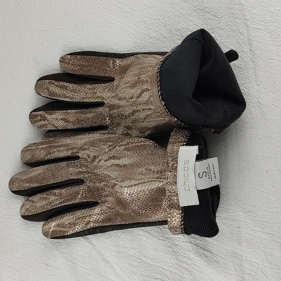 Leather Gold Snakeskin Print Black Vintage Chico's EUC Size SMALL Lined - Picture 5 of 9